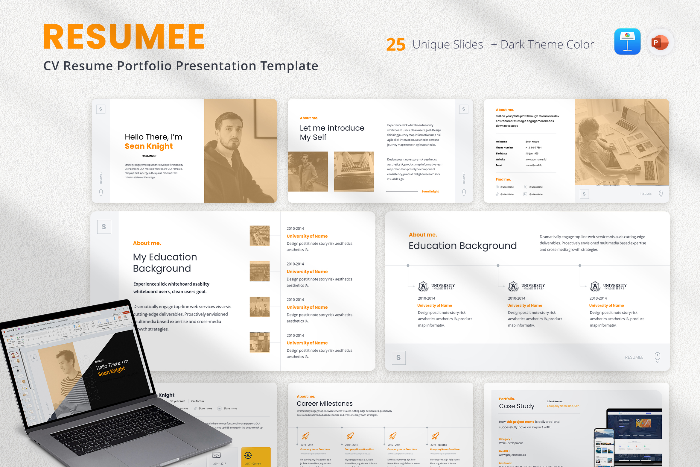 Resumee - CV Portfolio Resume Powerpoint Template