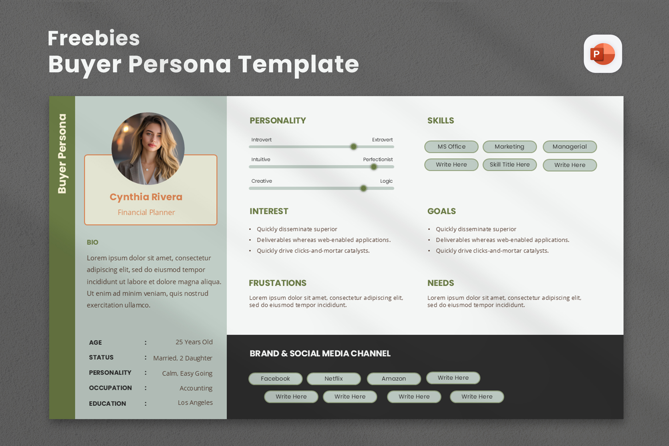 Free Buyer Marketing Persona Powerpoint Template